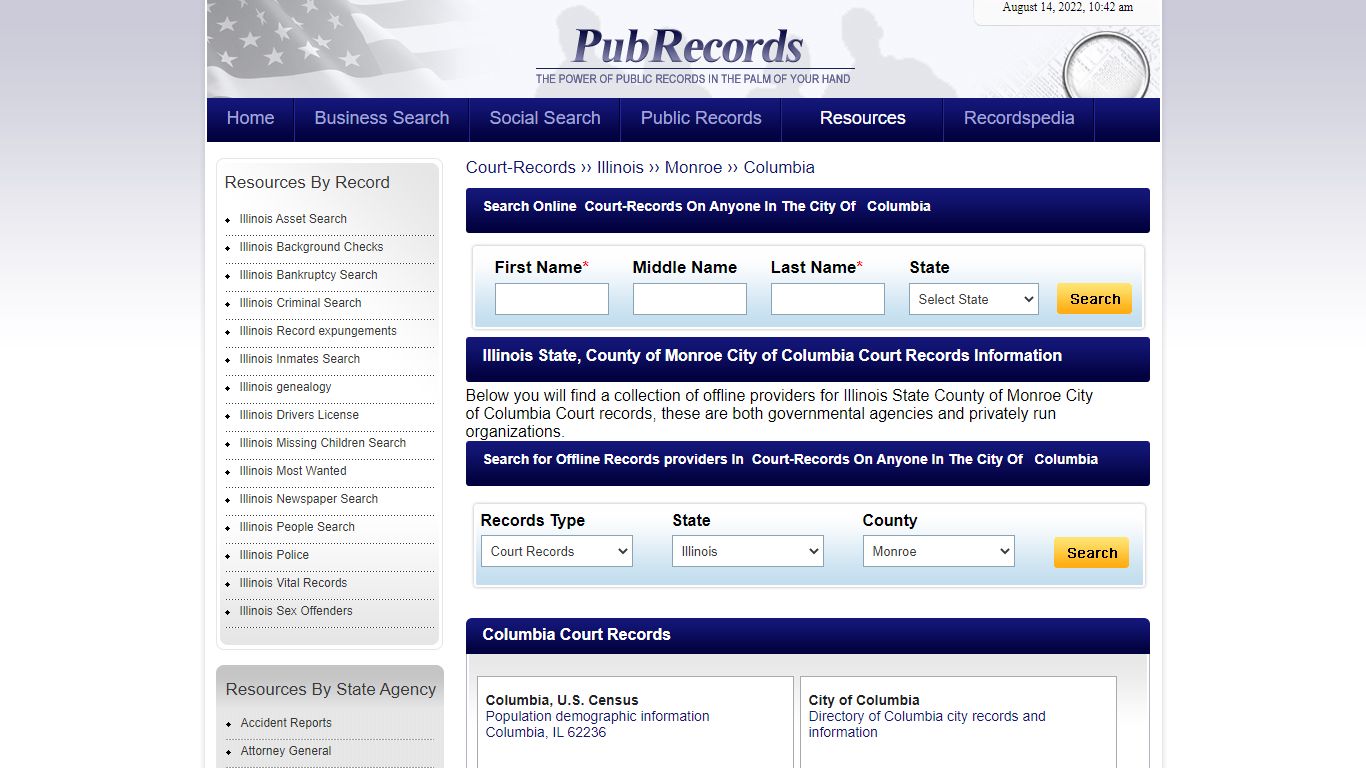 Columbia, Monroe County, Illinois Court Records